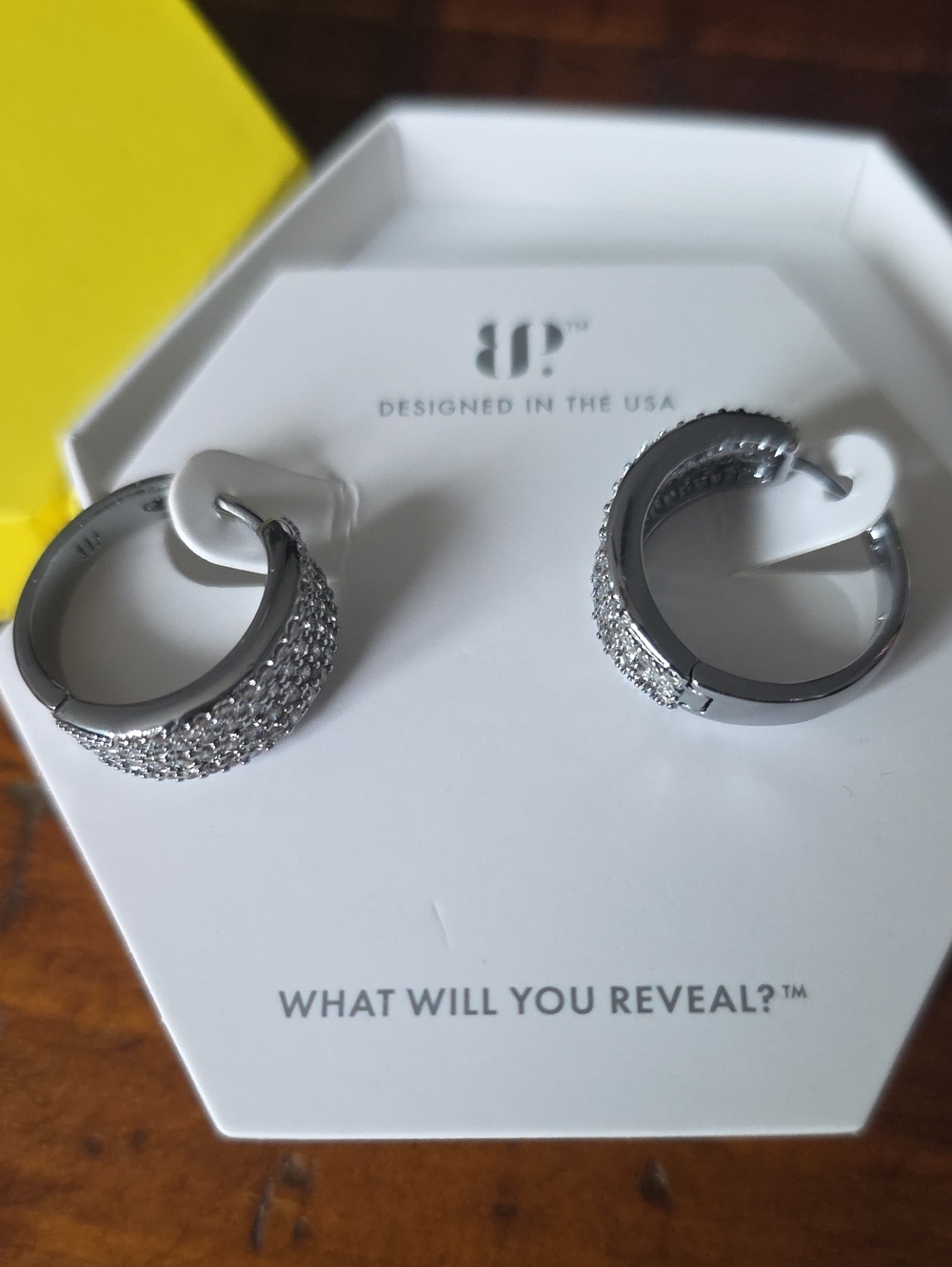 BP Silver Pave Hoop Earrings